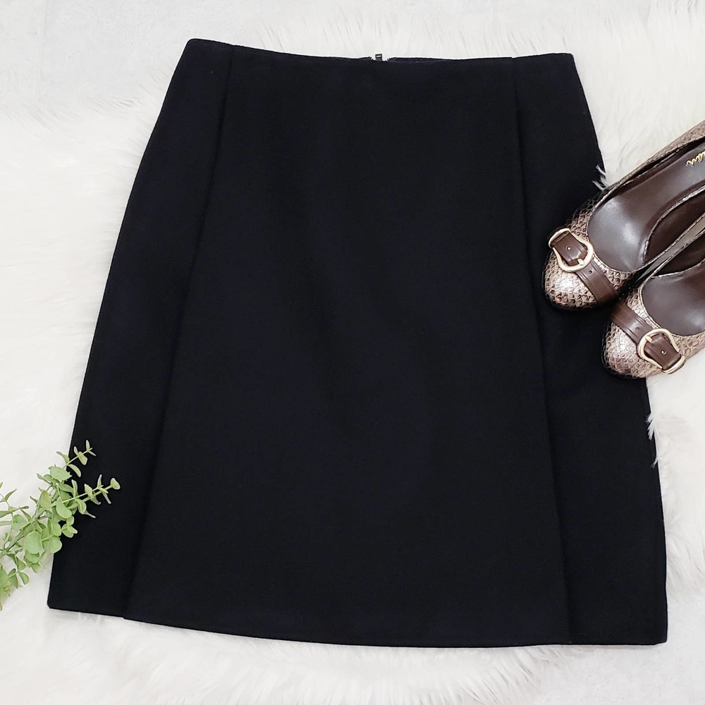 COS Black Pleat Skirt Wool Knee Length Lined 6